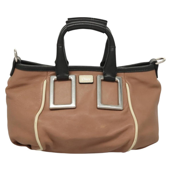 Chloe Etel Hand Bag Leather 2way Pink Silver Auth BA3474