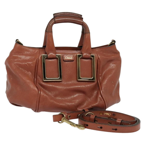 Chloe Etel Hand Bag Leather 2way Pink Gold Auth BA3475