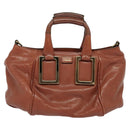 Chloe Etel Hand Bag Leather 2way Pink Gold Auth BA3475-2