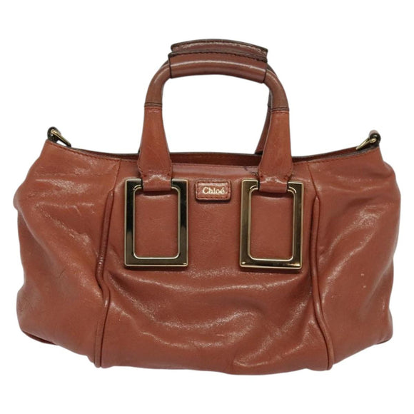 Chloe Etel Hand Bag Leather 2way Pink Gold Auth BA3475
