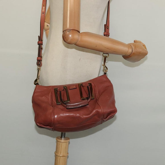 Chloe Etel Hand Bag Leather 2way Pink Gold Auth BA3475