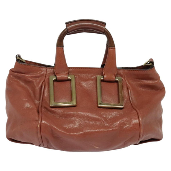 Chloe Etel Hand Bag Leather 2way Pink Gold Auth BA3475