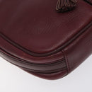 CARTIER Shoulder Bag Leather Bordeaux Gold Auth BA3477-14