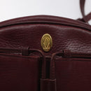 CARTIER Shoulder Bag Leather Bordeaux Gold Auth BA3477-17