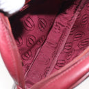 CARTIER Shoulder Bag Leather Bordeaux Gold Auth BA3477-12