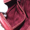 CARTIER Shoulder Bag Leather Bordeaux Gold Auth BA3477-20