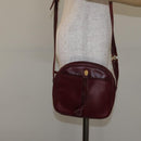 CARTIER Shoulder Bag Leather Bordeaux Gold Auth BA3477-22