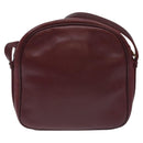 CARTIER Shoulder Bag Leather Bordeaux Gold Auth BA3477-2