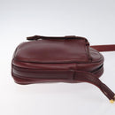 CARTIER Shoulder Bag Leather Bordeaux Gold Auth BA3477-3