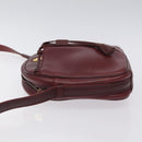 CARTIER Shoulder Bag Leather Bordeaux Gold Auth BA3477-4