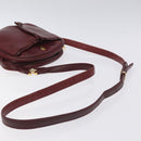CARTIER Shoulder Bag Leather Bordeaux Gold Auth BA3477-7