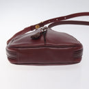 CARTIER Shoulder Bag Leather Bordeaux Gold Auth BA3477-5