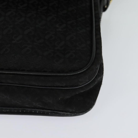 LOEWE Anagram Shoulder Bag Canvas Black Gold Auth BA3478