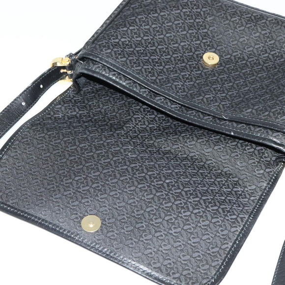 LOEWE Anagram Shoulder Bag Canvas Black Gold Auth BA3478