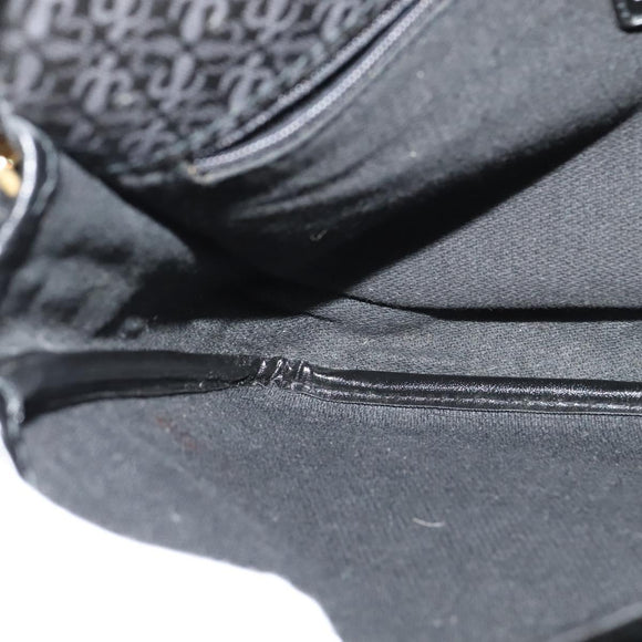 LOEWE Anagram Shoulder Bag Canvas Black Gold Auth BA3478