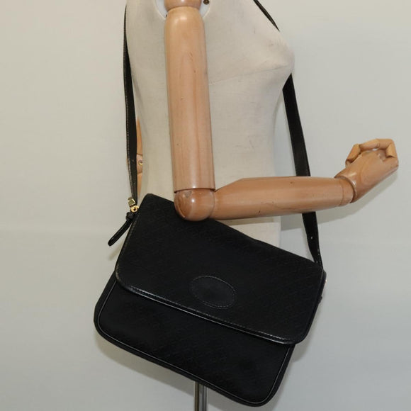 LOEWE Anagram Shoulder Bag Canvas Black Gold Auth BA3478