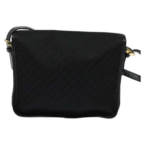 LOEWE Anagram Shoulder Bag Canvas Black Gold Auth BA3478