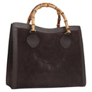 GUCCI Bamboo Hand Bag Suede Brown Gold 002 2853 0260 0 Auth BA348-1