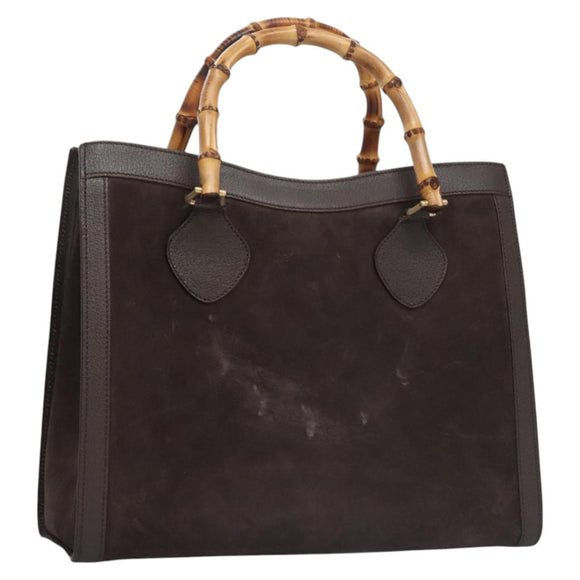 GUCCI Bamboo Hand Bag Suede Brown Gold 002 2853 0260 0 Auth BA348