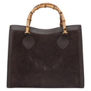GUCCI Bamboo Hand Bag Suede Brown Gold 002 2853 0260 0 Auth BA348-13