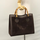 GUCCI Bamboo Hand Bag Suede Brown Gold 002 2853 0260 0 Auth BA348-29