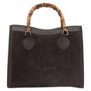 GUCCI Bamboo Hand Bag Suede Brown Gold 002 2853 0260 0 Auth BA348-2