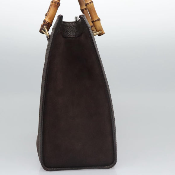 GUCCI Bambushandtasche Wildleder Braun Gold 002 2853 0260 0 Auth BA348