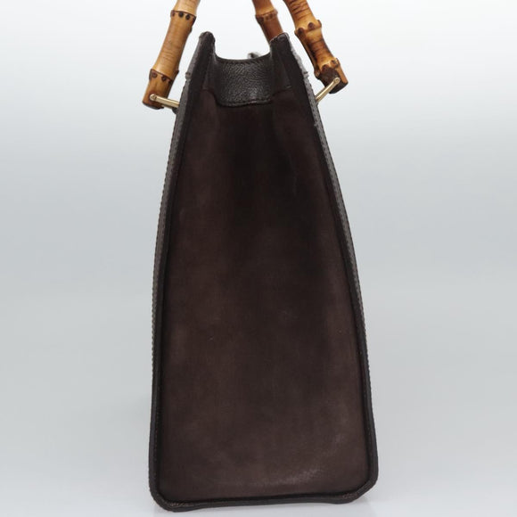 GUCCI Bamboo Hand Bag Suede Brown Gold 002 2853 0260 0 Auth BA348