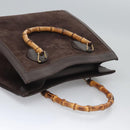 GUCCI Bamboo Hand Bag Suede Brown Gold 002 2853 0260 0 Auth BA348-8