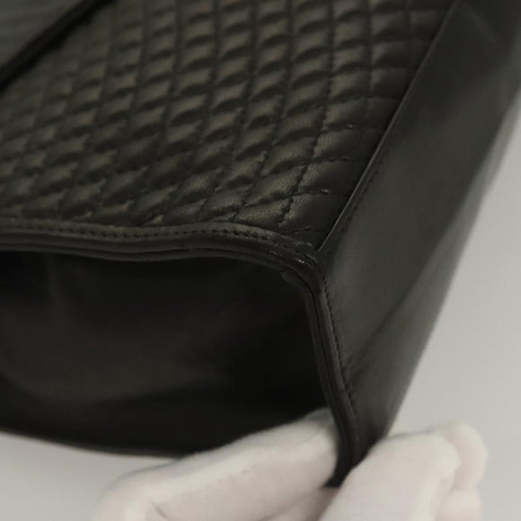 BALLY Hand Bag Leather Black Gold Auth BA3481