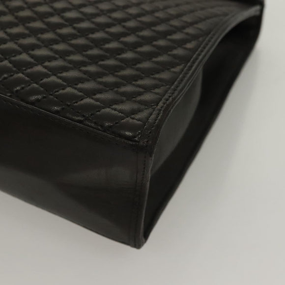 BALLY Hand Bag Leather Black Gold Auth BA3481