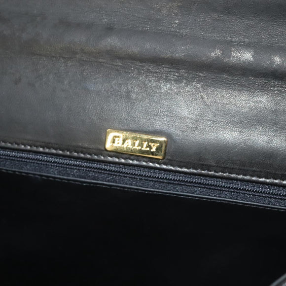 BALLY Hand Bag Leather Black Gold Auth BA3481