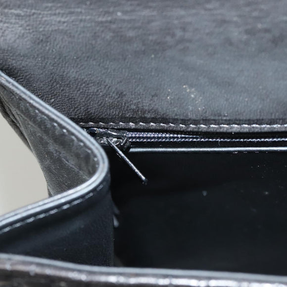 BALLY Hand Bag Leather Black Gold Auth BA3481