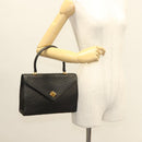 BALLY Hand Bag Leather Black Gold Auth BA3481-24