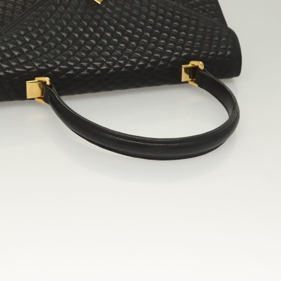 BALLY Hand Bag Leather Black Gold Auth BA3481