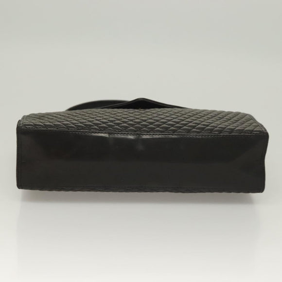 BALLY Hand Bag Leather Black Gold Auth BA3481