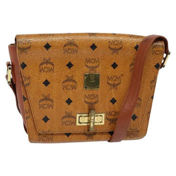 MCM Logogram Vicetos Shoulder Bag PVC Leather Brown Gold Auth BA3483