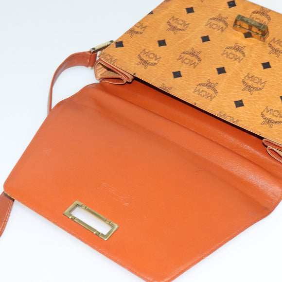 MCM Logogram Vicetos Shoulder Bag PVC Leather Brown Gold Auth BA3483