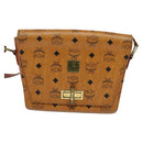 MCM Logogram Vicetos Shoulder Bag PVC Leather Brown Gold Auth BA3483-2
