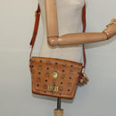 MCM Logogram Vicetos Shoulder Bag PVC Leather Brown Gold Auth BA3483-21