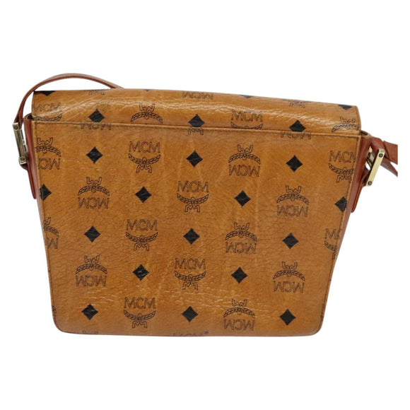 MCM Logogram Vicetos Shoulder Bag PVC Leather Brown Gold Auth BA3483