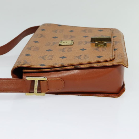 MCM Logogram Vicetos Shoulder Bag PVC Leather Brown Gold Auth BA3483