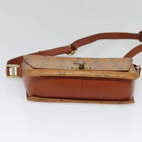 MCM Logogram Vicetos Shoulder Bag PVC Leather Brown Gold Auth BA3483