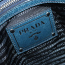 PRADA Hand Bag Nylon Leather Blue Silver Auth BA3485V-15