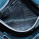 PRADA Hand Bag Nylon Leather Blue Silver Auth BA3485V-19