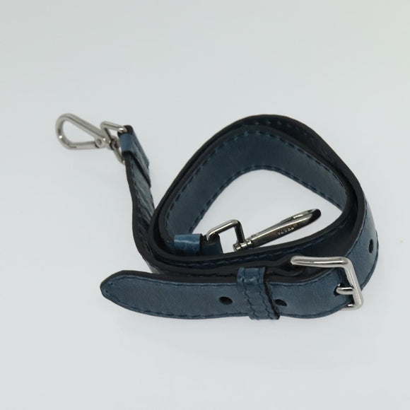 PRADA Hand Bag Nylon Leather Blue Silver Auth BA3485V