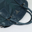 PRADA Hand Bag Nylon Leather Blue Silver Auth BA3485V-6