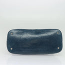 PRADA Hand Bag Nylon Leather Blue Silver Auth BA3485V-9