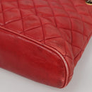 CHANEL Matelasse Chain Shoulder Bag Lamb Skin Red Gold CC Auth BA3499-9