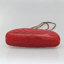 CHANEL Matelasse Chain Shoulder Bag Lamb Skin Red Gold CC Auth BA3499-5